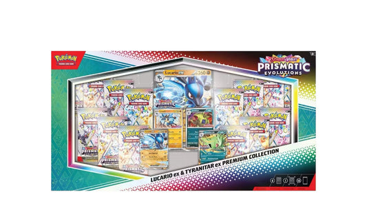 Pokemon Prismatic Evolutions Lucario ex & Tyranitar ex Premium Collection