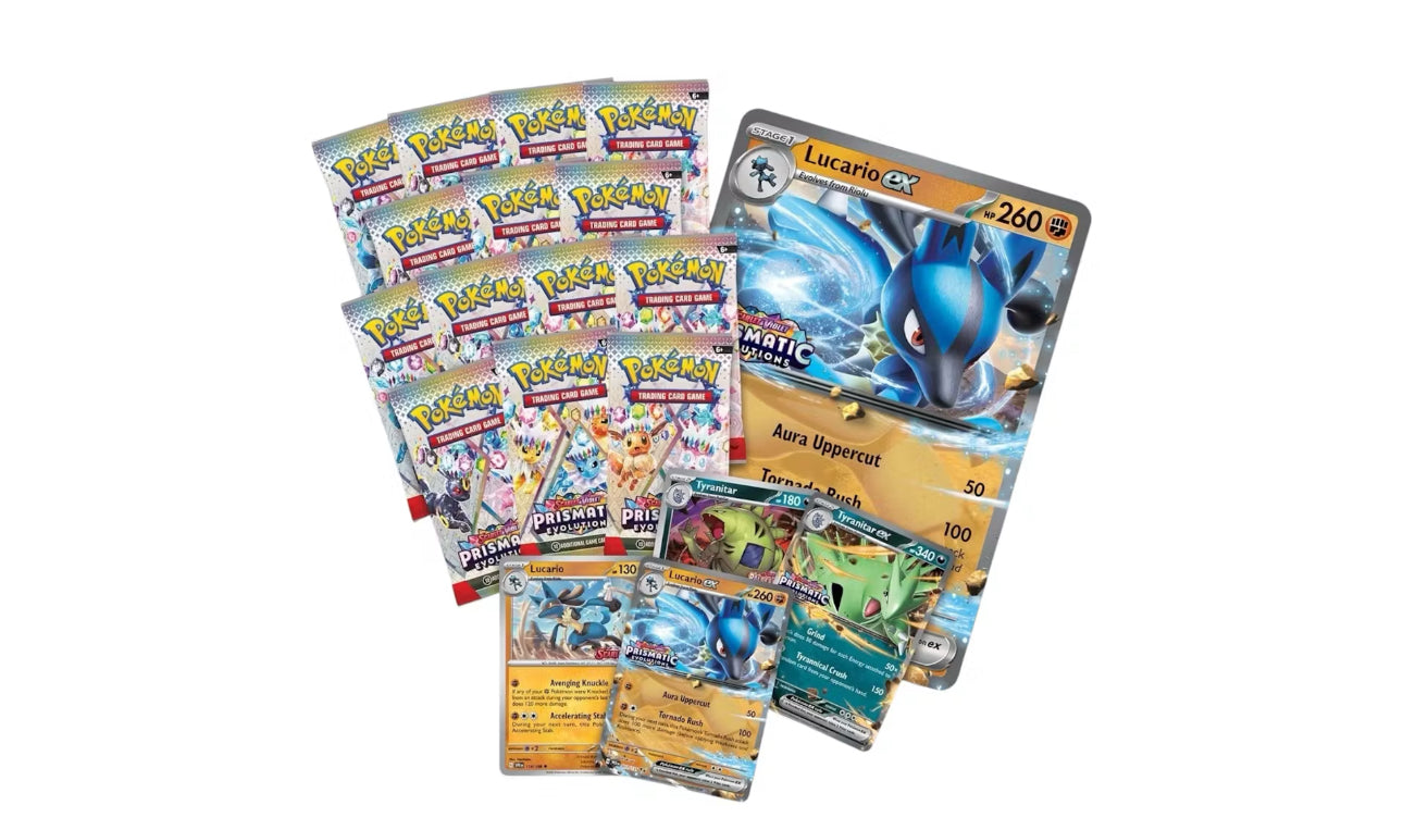 Pokemon Prismatic Evolutions Lucario ex & Tyranitar ex Premium Collection