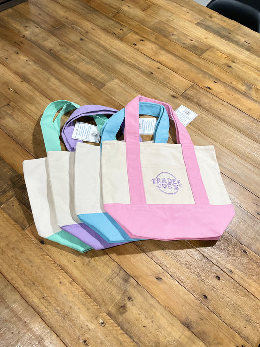 Trader Joe’s Mini Canvas Pastel Tote Bags Individually